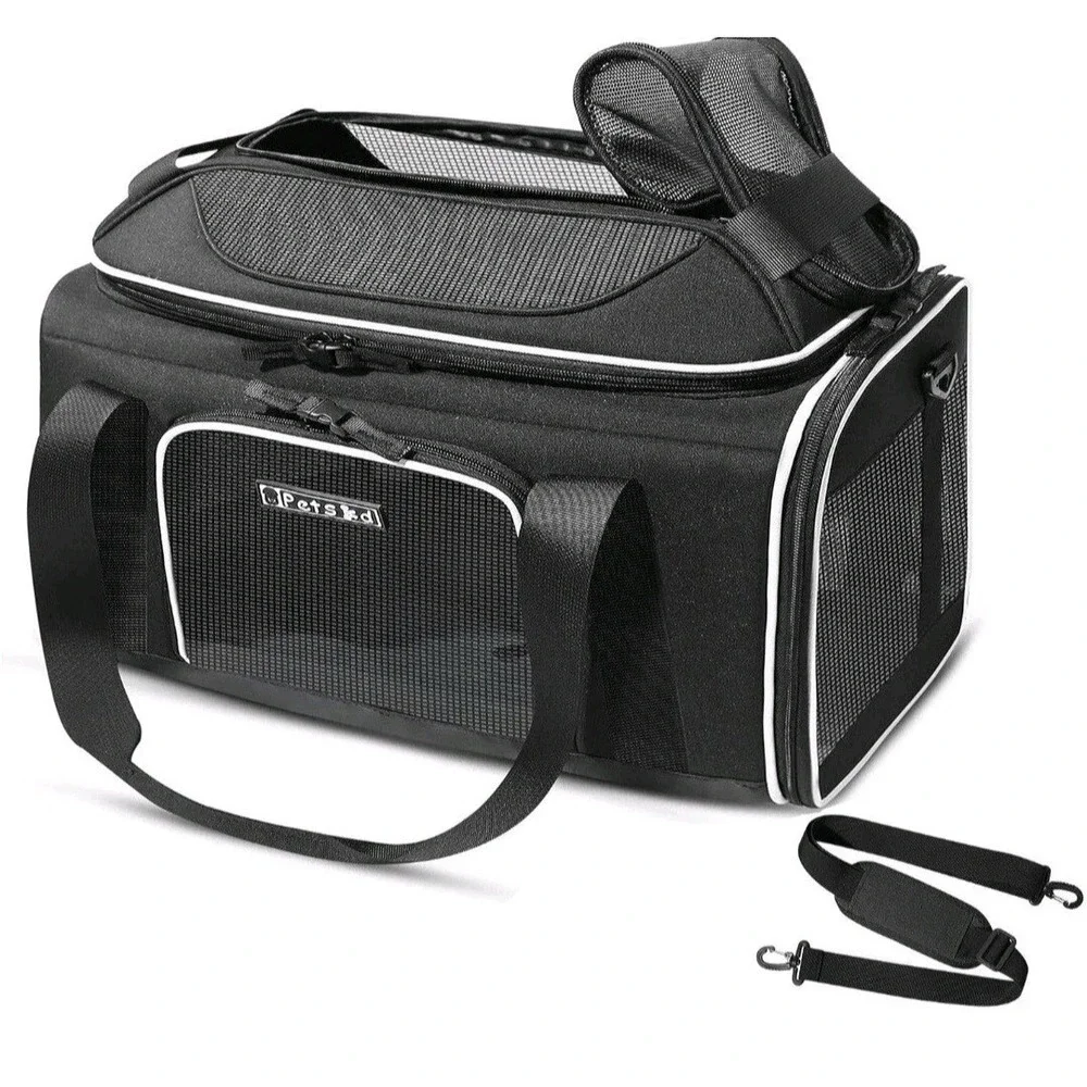 New Petskd Top-Expandable Pet Carrier Black - Missing Floor Mat Liner